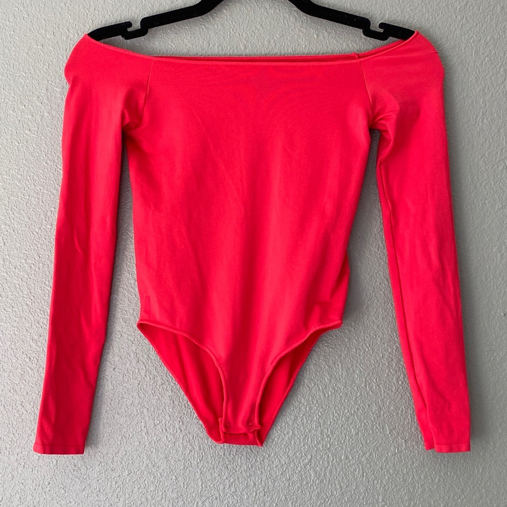 SKIMS Bright Red Off-Shoulder Bodysuit